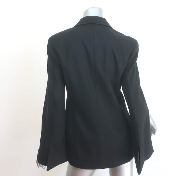 Balmain Satin-Lapel Cape Blazer Black Stretch Wool Size 42 One-Button Jacket - Picture 5 of 8
